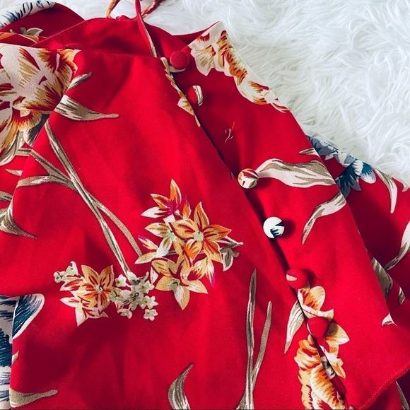 Romeo + Juliet Red Floral Flounce Maxi Dress S - Picture 14 of 14